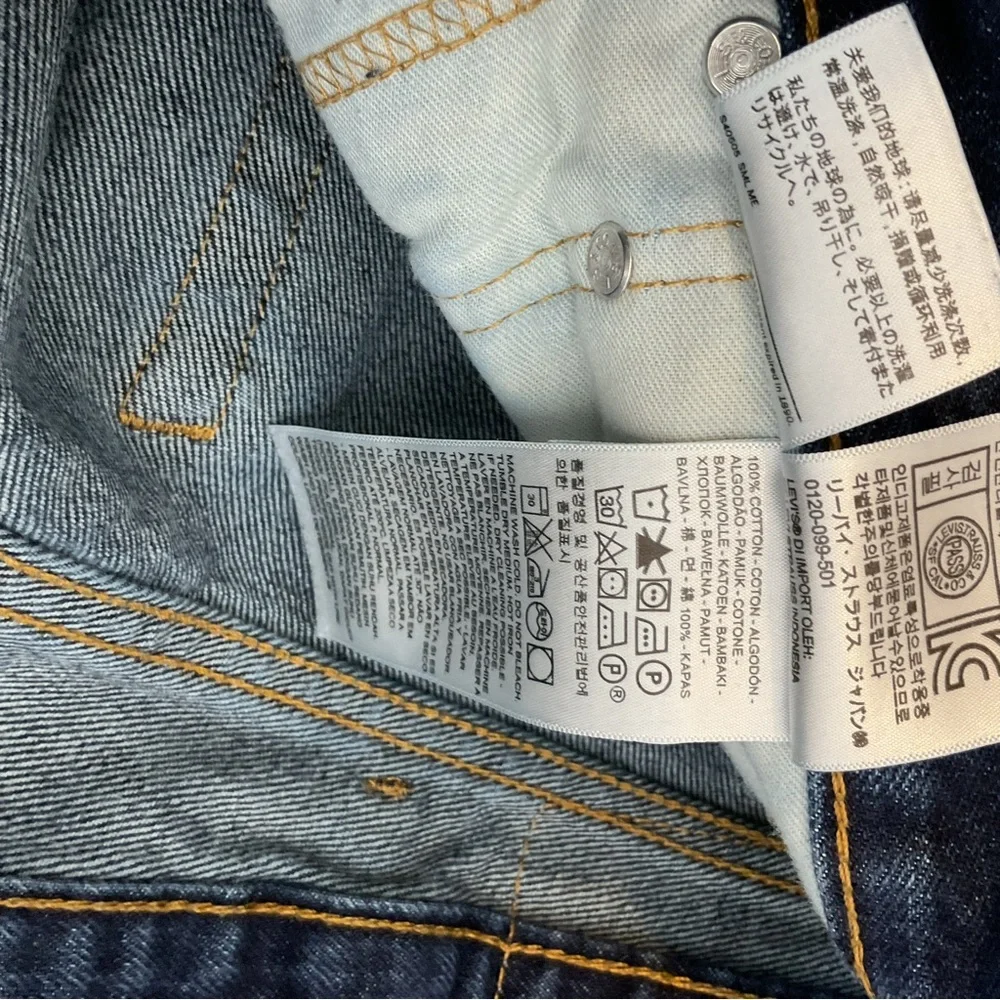 Levi's 505 Regular Fit Dark Wash Blue Jeans 100% Cotton‎ Size 40x30